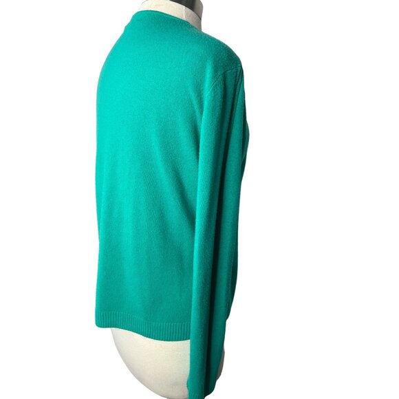 Classic Elements Women’s sweater size large (14-16) Green sequins cable knit - Picture 5 of 14